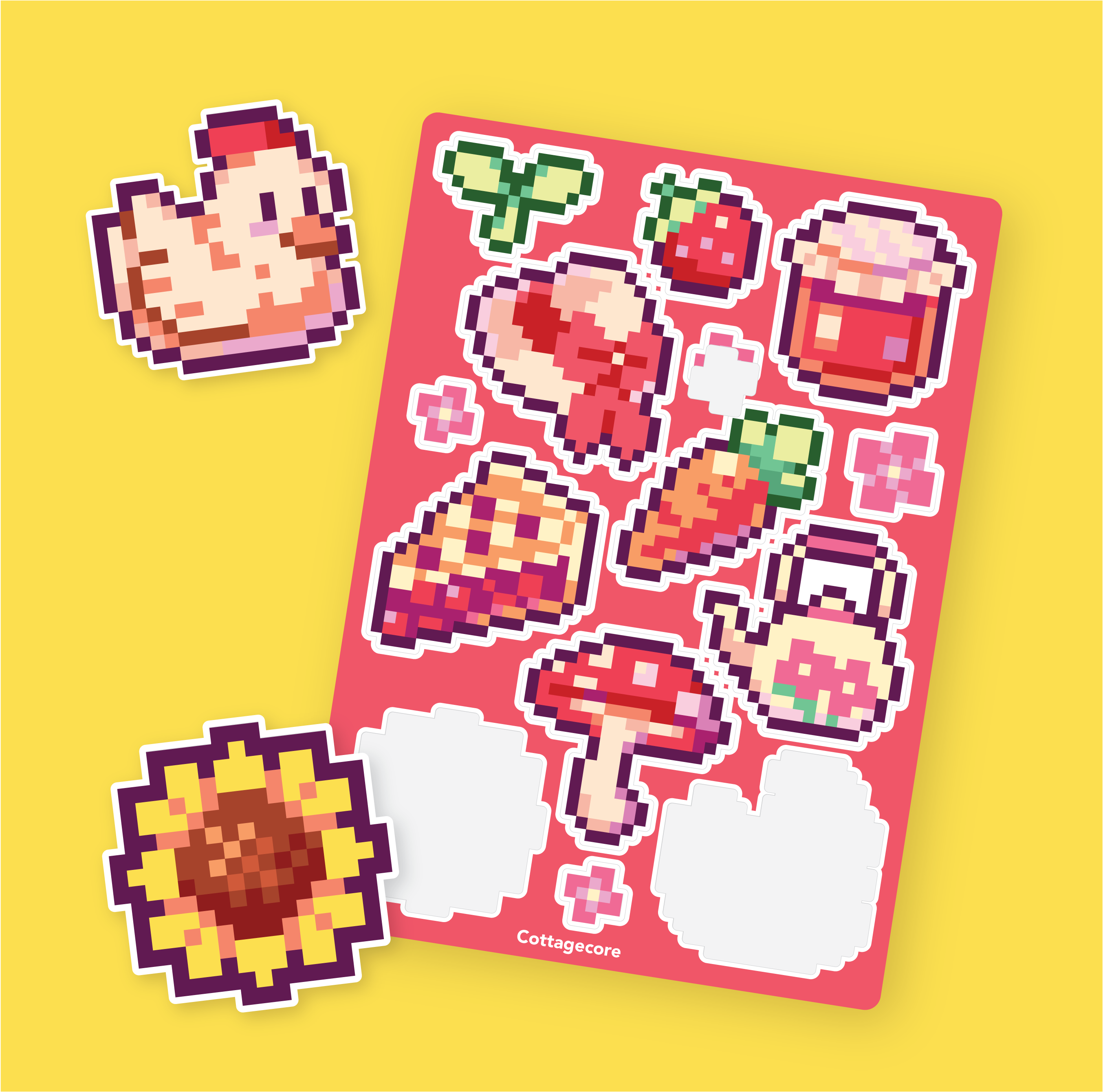 Cottagecore Sticker Sheet | Pixel Art Sticker by Number Craft Kit