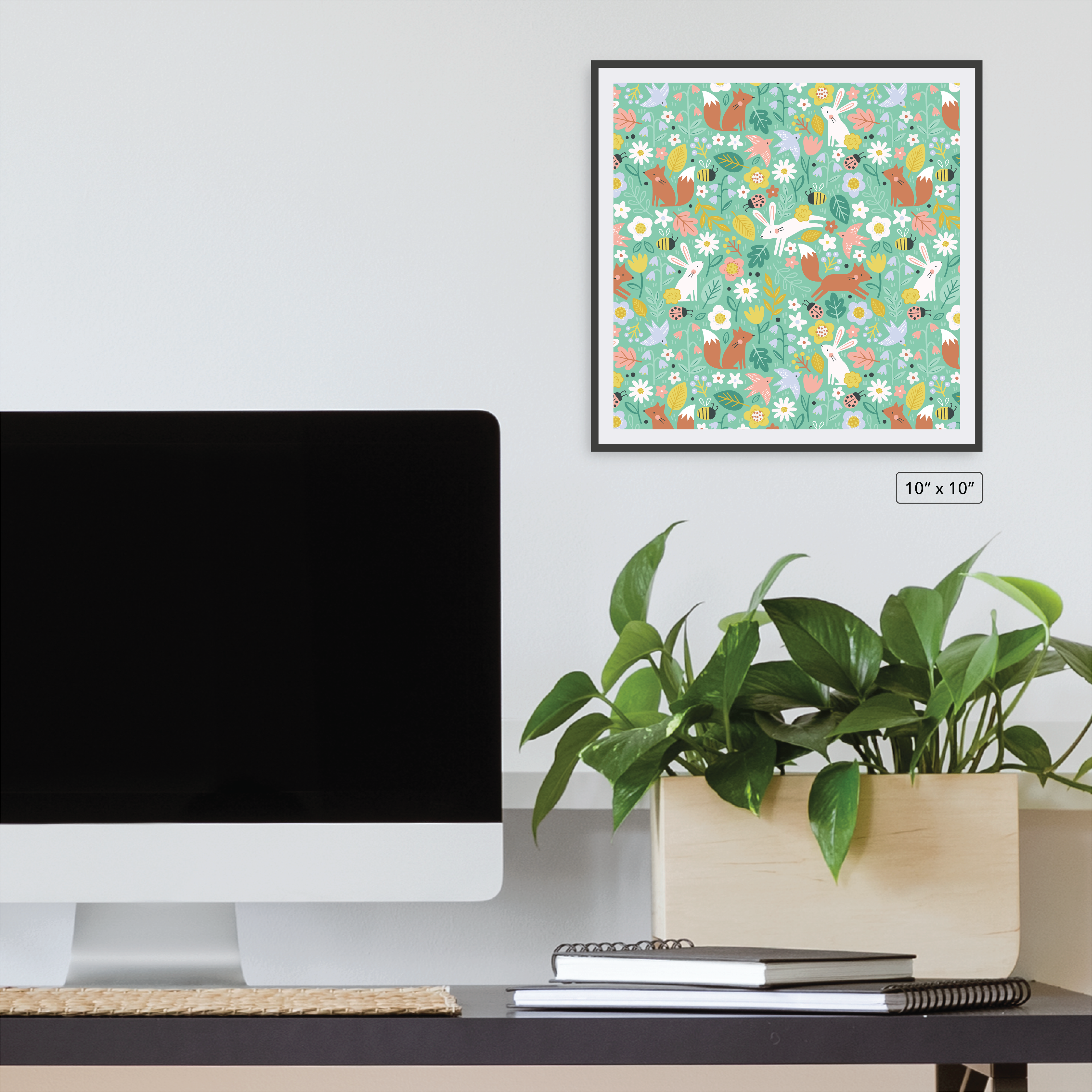 Bunnies and Foxes Floral Canvas