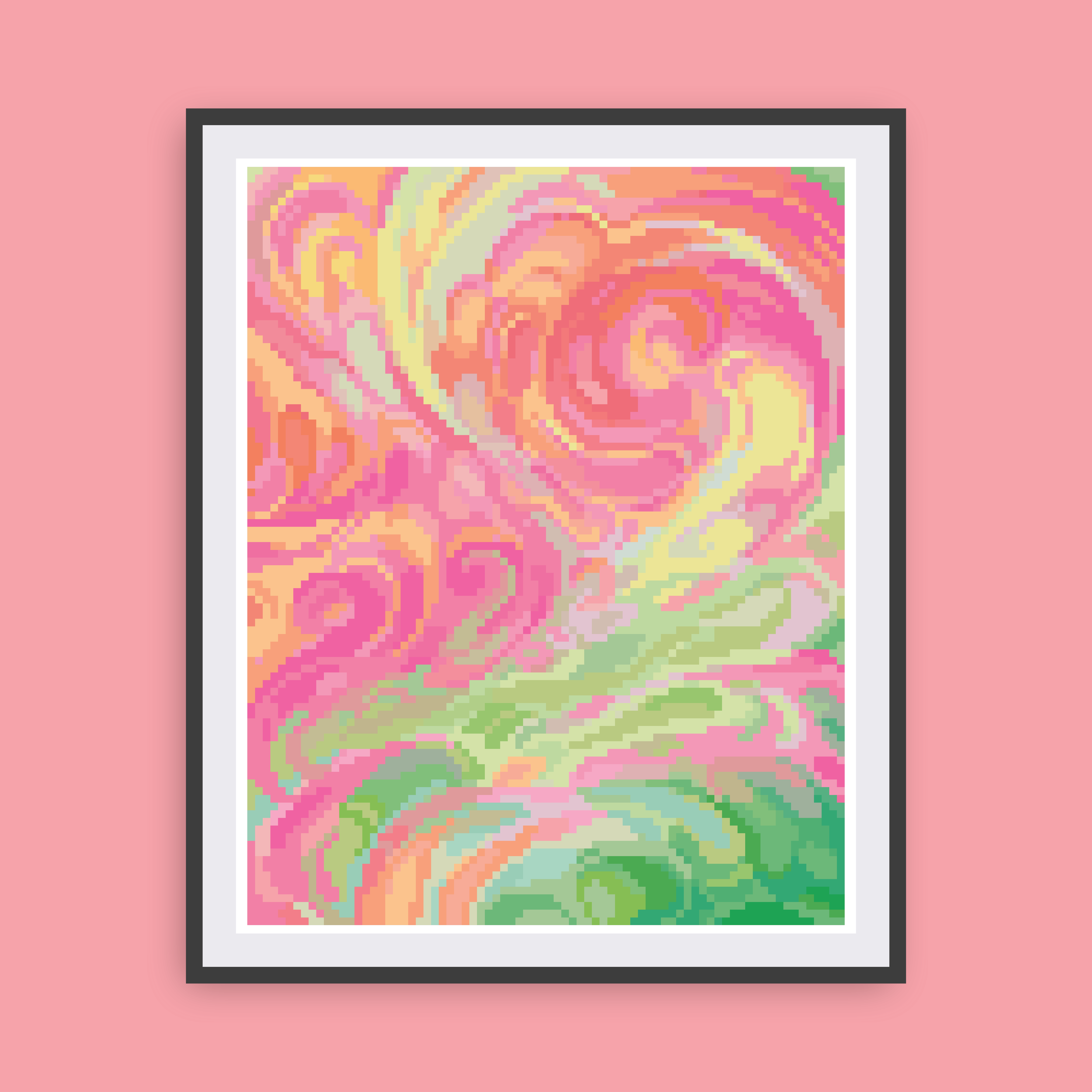 Spring Pastel Abstract Canvas | Pixel Art Sticker by Number Canvas