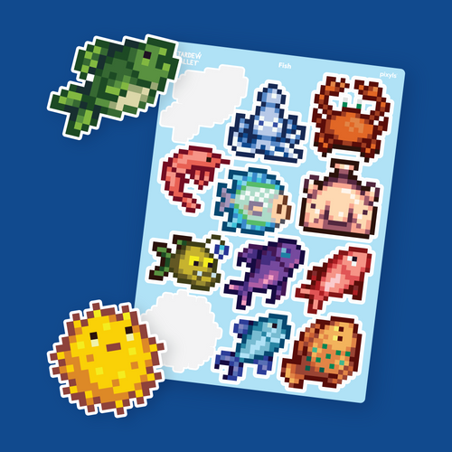 Stardew Valley Fish Sticker Sheet