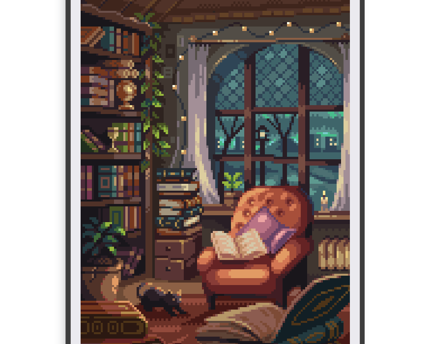 Inside the Cozy Library Canvas: 19,200 Stickers, One Perfect Reading Nook
