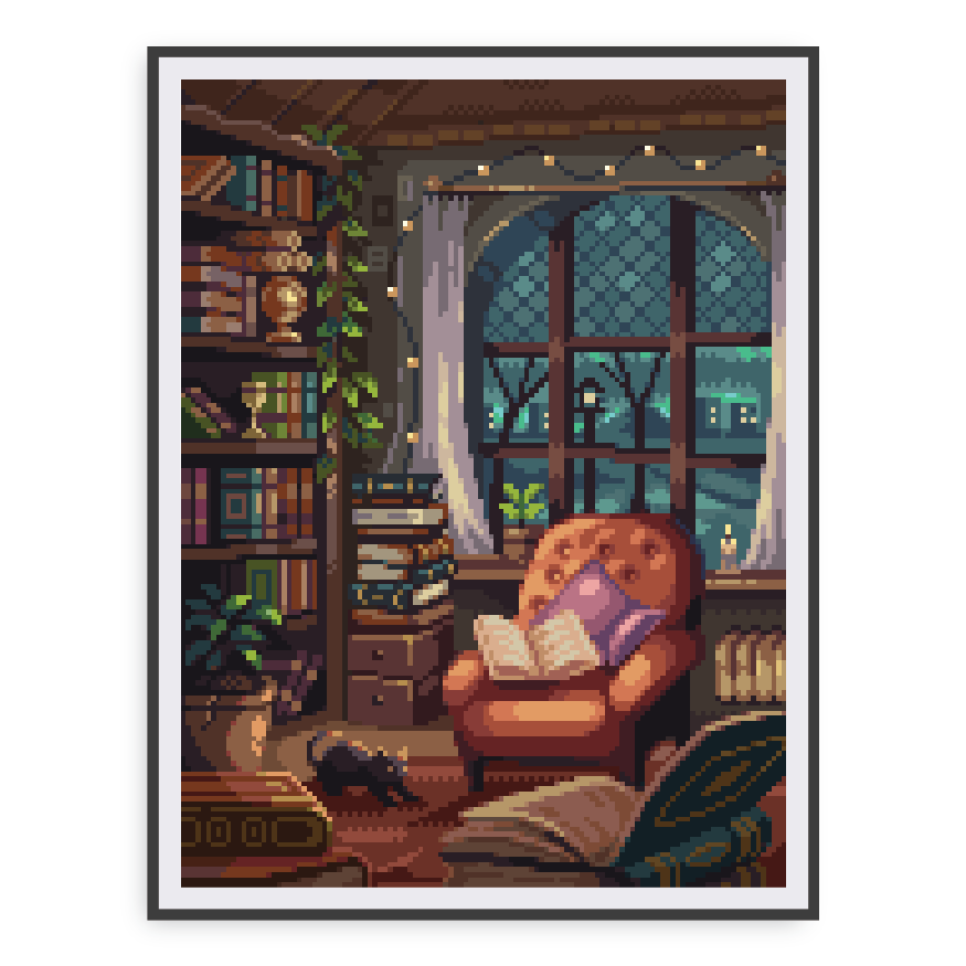 Inside the Cozy Library Canvas: 19,200 Stickers, One Perfect Reading Nook