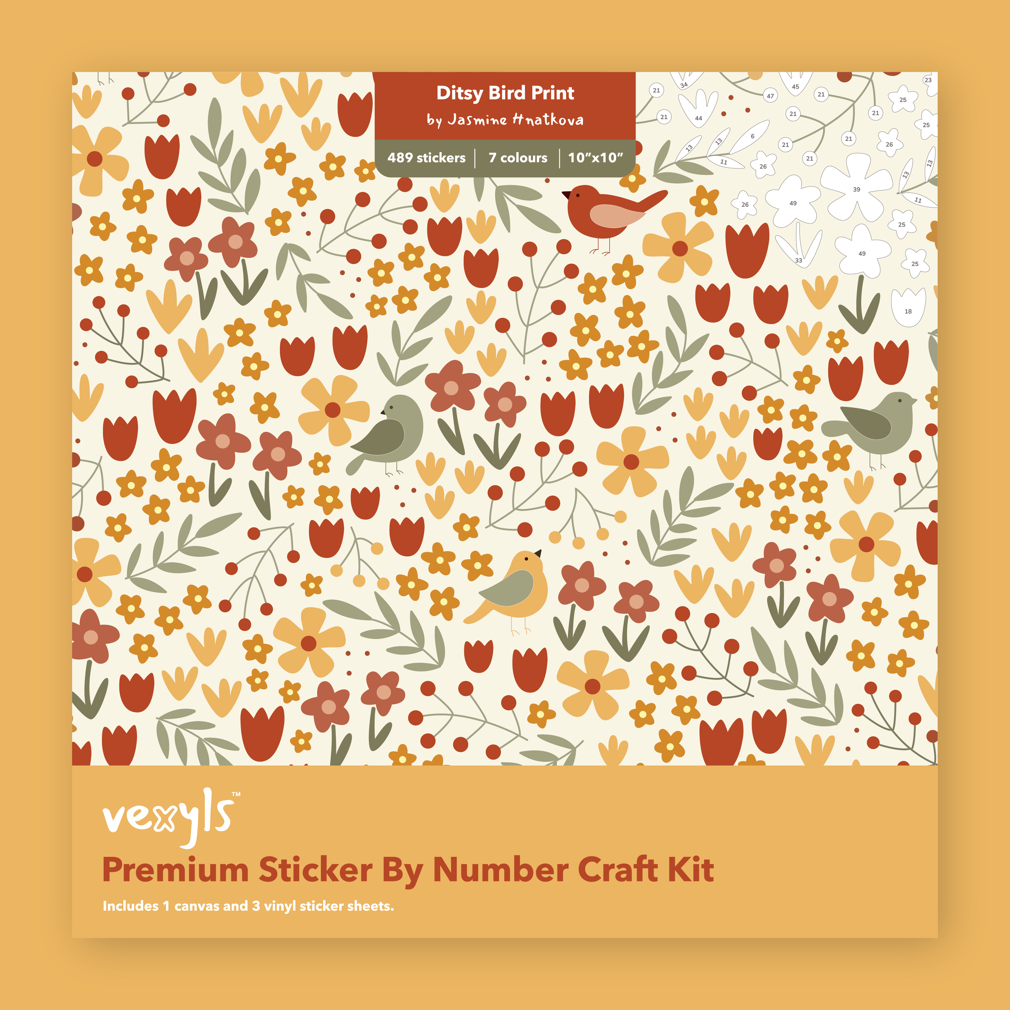 Ditsy Bird Print Canvas