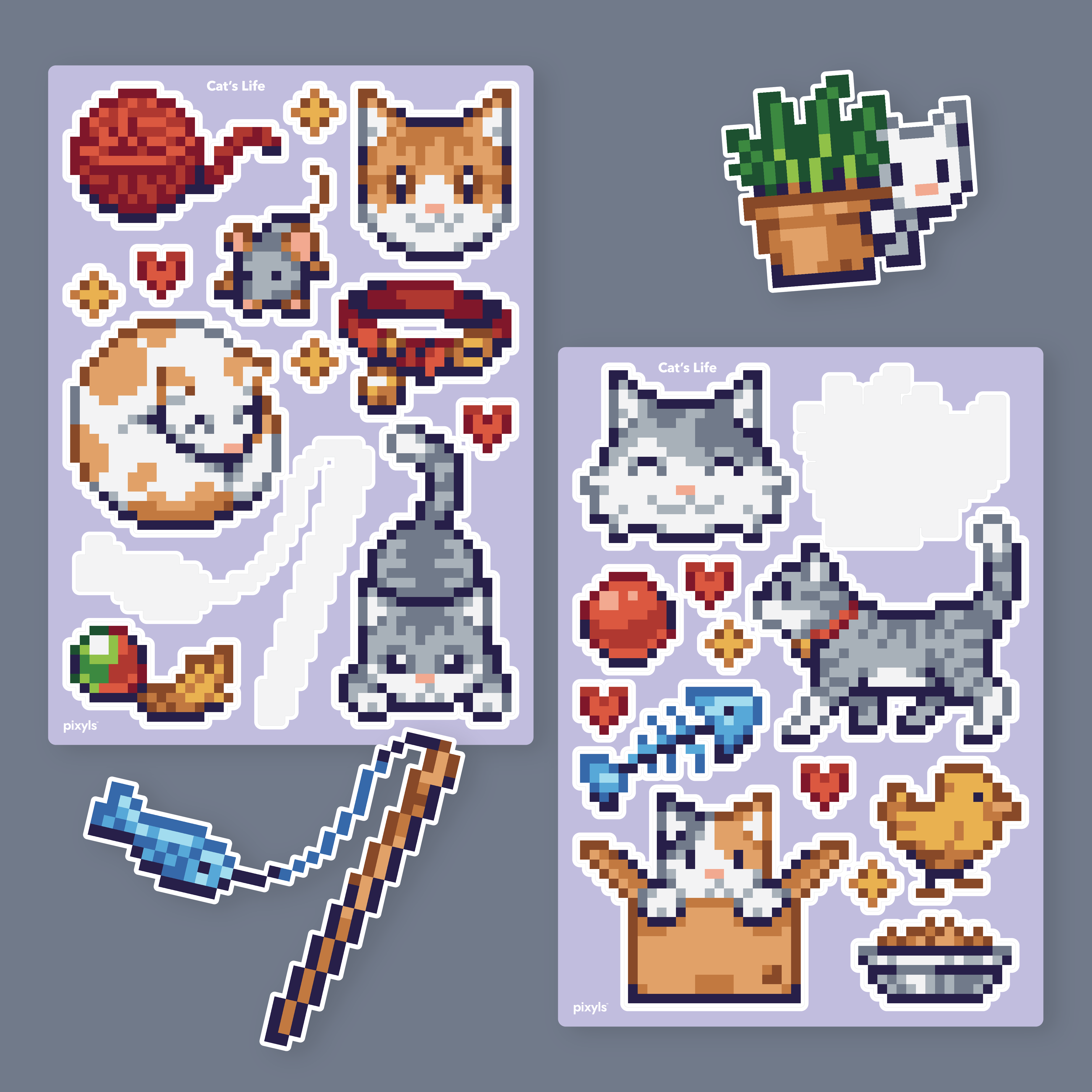Cat's Life Sticker Sheet | Sticker by Number | Pixyls