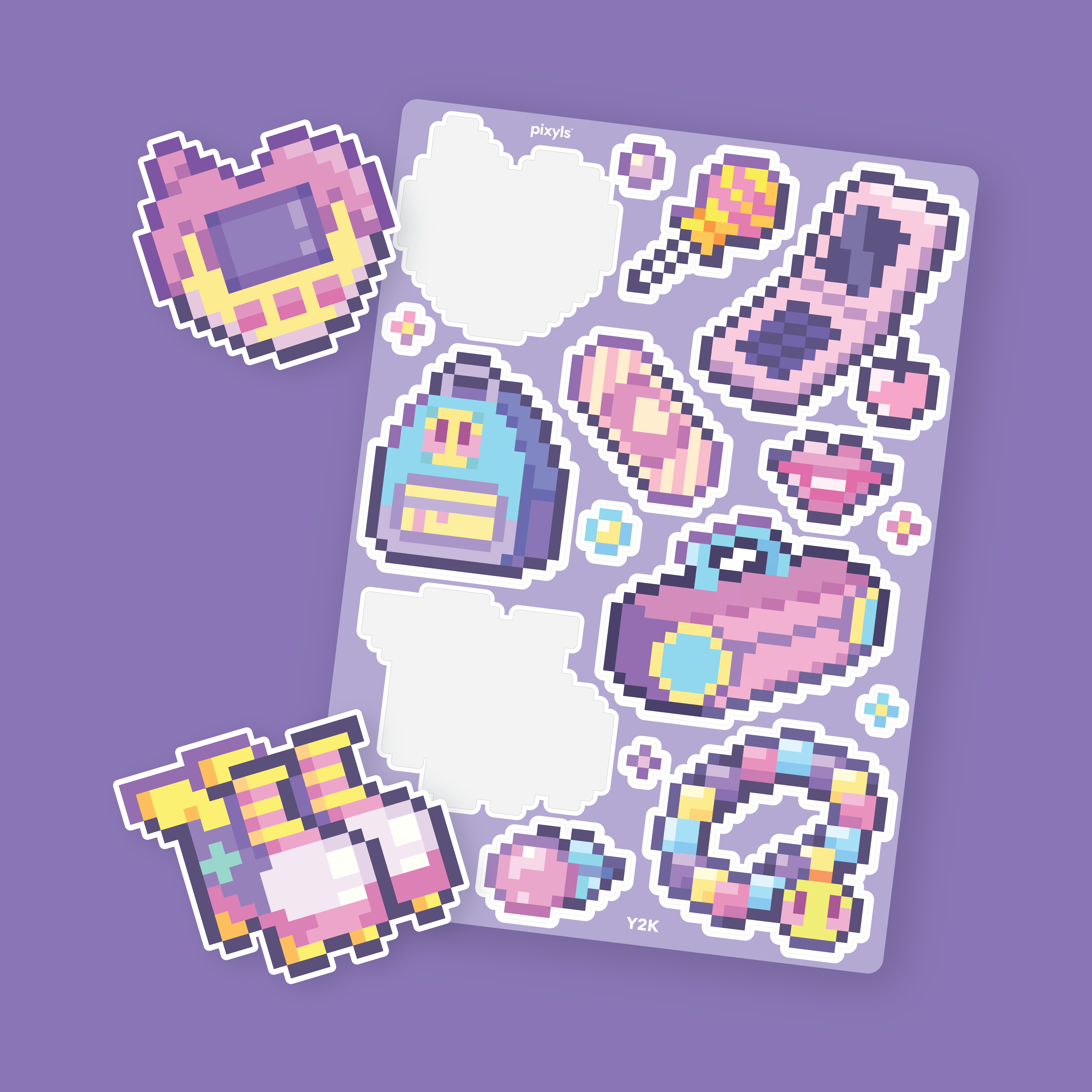 Y2K Sticker Sheet | Pixel Art Sticker by Number Sticker Sheet Craft Kit ...