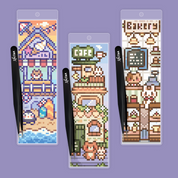 Cute Bookmarks Set for Three - Cute Beach, Cute Cafe and Cute Bakery bookmark kits with three precision applicators